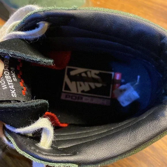 Vans Off The Wall Green High Tops Tennis Shoes Sz 9.5 - Picture 10 of 10